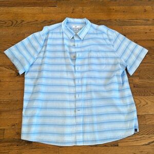 Southern Tide XXL Linen and Rayon Blue Striped SS Button Down